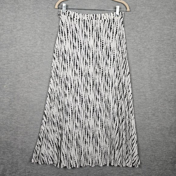 ZARA Women's Black and White Printed Midi Pleated Skirt Size M - Picture 1 of 6